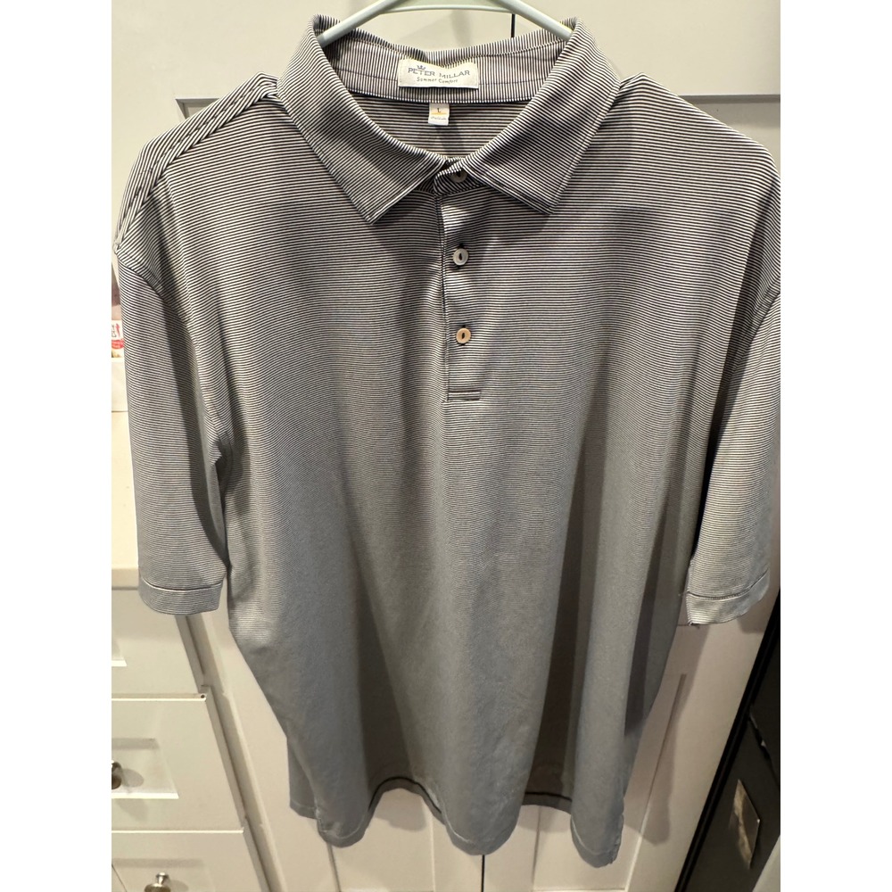 Peter Millar Summer Comfort Mens Polo Shirt‎ M L Stripe Short Sleeve Golf